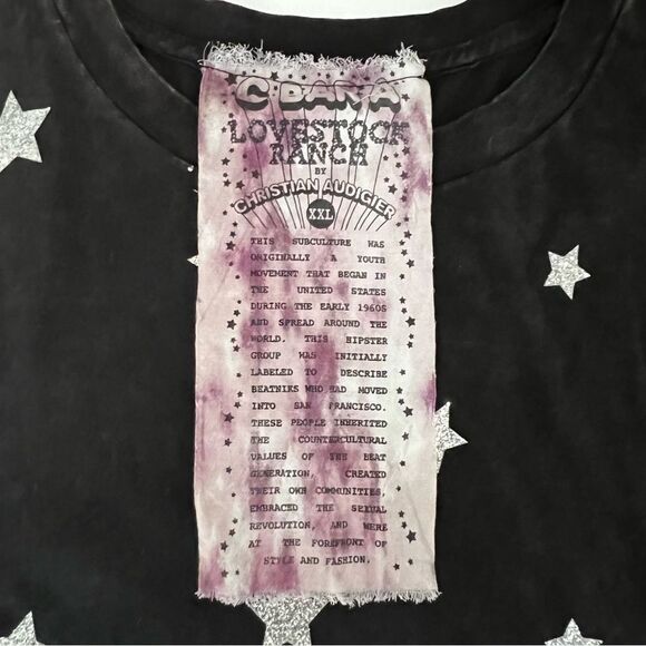 C Bar A Lovestock Ranch by Christian Audigier XXL Stars Mushroom Psychedelic Tee - Picture 4 of 14